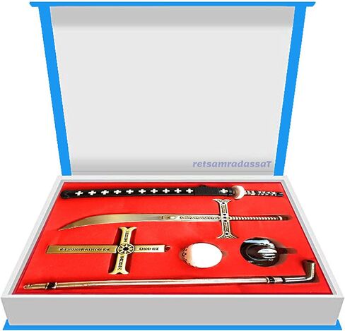 retsamradassaT 6 Pieces OP Weapon Sword Blade Pendant Keychain Keyblade Necklace Jewelry Cosplay Ornament Set in a Gift Box in Kuwait