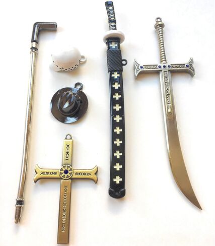 retsamradassaT 6 Pieces OP Weapon Sword Blade Pendant Keychain Keyblade Necklace Jewelry Cosplay Ornament Set in a Gift Box in Kuwait