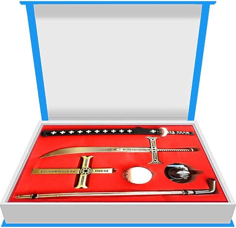 retsamradassaT 6 Pieces OP Weapon Sword Blade Pendant Keychain Keyblade Necklace Jewelry Cosplay Ornament Set in a Gift Box in Kuwait