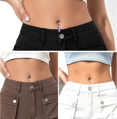 Melighting Belly Button Rings, 14G Dangle Belly Rings Stainless Steel, Planet Belly Piercing, Spaceship Belly Button Ring for Women, Moon Belly Piercing Jewelry in Saudi Arabia