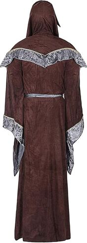 BITSEACOCO Mens Halloween Costume Hooded Sorcerer Robe, Medieval Vintage Renaissance Wizard Gown Cloak Cape in Kuwait