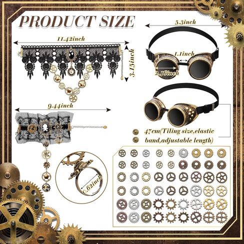 60 جهاز كمبيوتر شخصي القوطية خمر Steampunk مجموعة خمر Steampunk نظارات نظارات والعتاد المختنق قلادة Steampunk سوار معصمه اليدوية الرجعية القرط DIY Steampunk القوطية العين صائق للنساء فتاة هالوين in Kuwait