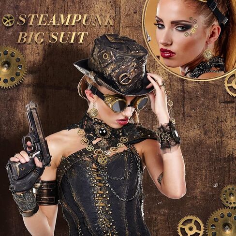 60 جهاز كمبيوتر شخصي القوطية خمر Steampunk مجموعة خمر Steampunk نظارات نظارات والعتاد المختنق قلادة Steampunk سوار معصمه اليدوية الرجعية القرط DIY Steampunk القوطية العين صائق للنساء فتاة هالوين in Kuwait