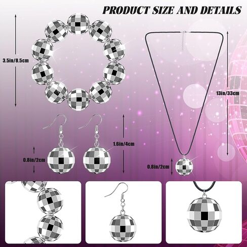 دريم توب اكسسوارات ديسكو للنساء بتصميم السبعينيات من السبعينيات، مجموعة ازياء ديسكو التنكرية واقراط وسوار وعقد ونظارة شمسية ووشاح من الترتر، ملحقات كرة الديسكو، بلاستيك، لؤلؤي, بلاستيك, لؤلؤة in Kuwait