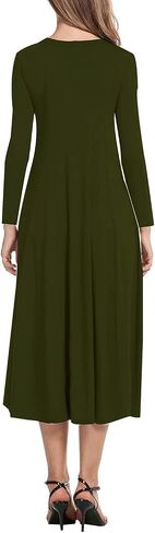 Necooer Women's Casual Loose Plain Pleated Long Dress Short Sleeve Midi Dresses in Kuwait