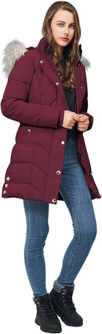 TRATENBY Women's Winter Long Puffer Coats Warm Jackets Parka With hood Waterproof Detachable Hood in Saudi Arabia