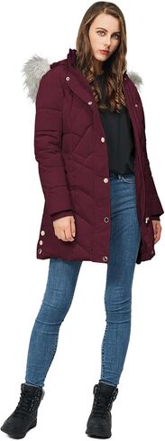 TRATENBY Women's Winter Long Puffer Coats Warm Jackets Parka With hood Waterproof Detachable Hood in Saudi Arabia
