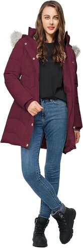 TRATENBY Women's Winter Long Puffer Coats Warm Jackets Parka With hood Waterproof Detachable Hood in Saudi Arabia
