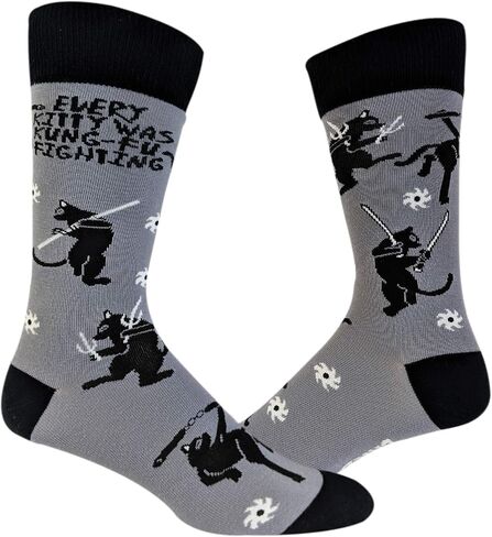 Every Kitty Was Kung-Fu Fighting Socks Funny Cat Mom Novelty Crazy Saying Gift (Multi) - Mens (9-11) in Saudi Arabia