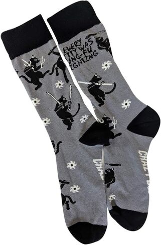 Every Kitty Was Kung-Fu Fighting Socks Funny Cat Mom Novelty Crazy Saying Gift (Multi) - Mens (9-11) in Saudi Arabia