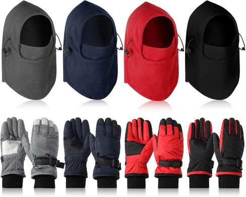 8 Pcs Kids Mask Gloves Set Include 4 Pcs Kids Balaclava Ski Mask 4 Pairs Waterproof Winter Gloves Ski Gloves Cold Weather Snow Hat for Boys Girls in Saudi Arabia