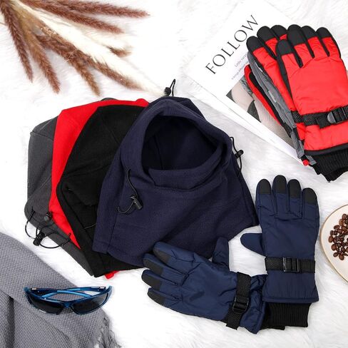 8 Pcs Kids Mask Gloves Set Include 4 Pcs Kids Balaclava Ski Mask 4 Pairs Waterproof Winter Gloves Ski Gloves Cold Weather Snow Hat for Boys Girls in Saudi Arabia