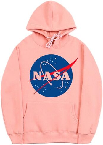 CORIRESHA Fashion NASA Logo Print Hoodie Sweatshirt with Pocket(Smaller Than Standard Size) in Kuwait