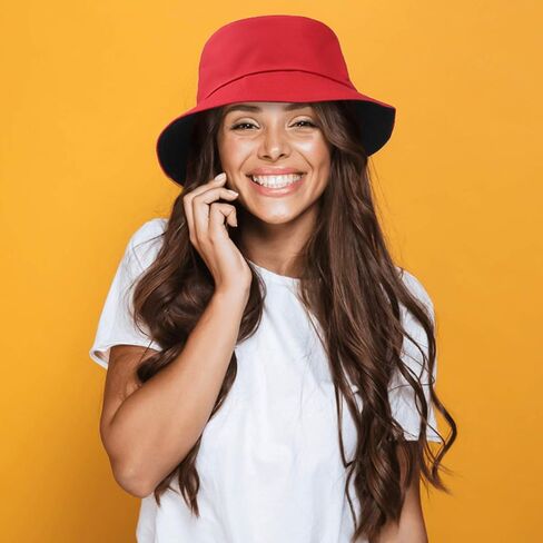 Unisex 100% Cotton Packable Bucket Hat Sun Hat Unisex Beach Cap for Men Women Kid in Kuwait