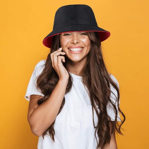 Unisex 100% Cotton Packable Bucket Hat Sun Hat Unisex Beach Cap for Men Women Kid in Kuwait