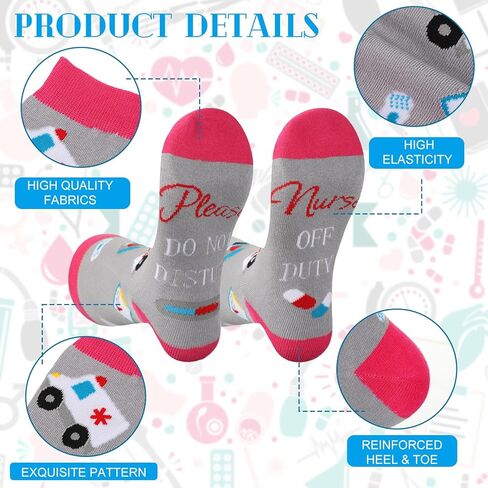 جيور 18 زوجًا من جوارب الممرضة للنساء، جوارب طاقم مبتكرة إذا كنت تستطيع القراءة This Nurse Is off Duty جوارب مرحة مبتكرة للتمريض والكريسماس، جوارب للجنسين للممرضات في أعياد الميلاد والكريسماس، طازجة in Kuwait