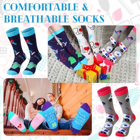 جيور 18 زوجًا من جوارب الممرضة للنساء، جوارب طاقم مبتكرة إذا كنت تستطيع القراءة This Nurse Is off Duty جوارب مرحة مبتكرة للتمريض والكريسماس، جوارب للجنسين للممرضات في أعياد الميلاد والكريسماس، طازجة in Kuwait