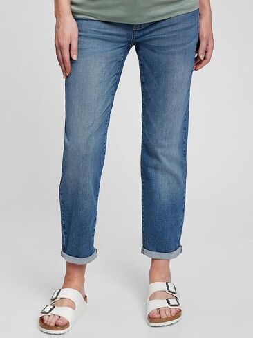 GAP Women's Petite Maternity Inset Panel Girlfriend Jeans in Saudi Arabia