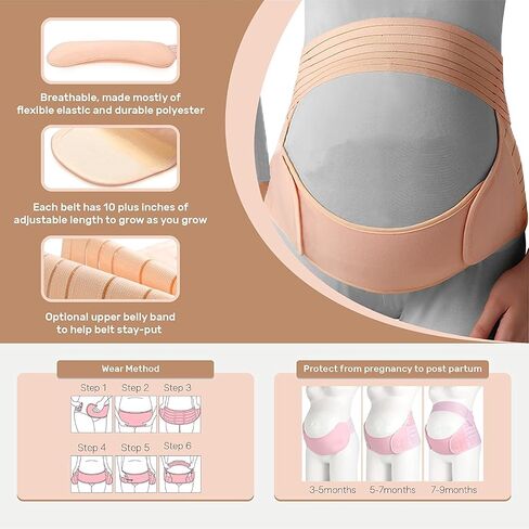 S.G. Adjustable Belly Bands for Pregnant Women (Pink, M) – Maternity Belly Band for Pelvic & Back Pain – Ideal Pregnancy Belt for All Stages of Gestation – Pregnancy Must Haves for To Be Moms in Saudi Arabia