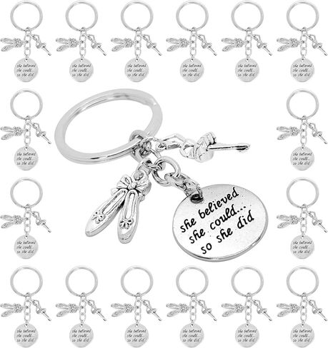 PHAETON 20PCS Dance Keychain Dance Jewelry Dance She Believed She Could So She Did Keychain Ballet Key Chain Gift for Dancers Girls and Women Party Favors in Saudi Arabia