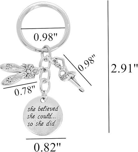 PHAETON 20PCS Dance Keychain Dance Jewelry Dance She Believed She Could So She Did Keychain Ballet Key Chain Gift for Dancers Girls and Women Party Favors in Saudi Arabia