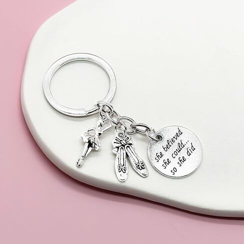 PHAETON 20PCS Dance Keychain Dance Jewelry Dance She Believed She Could So She Did Keychain Ballet Key Chain Gift for Dancers Girls and Women Party Favors in Saudi Arabia