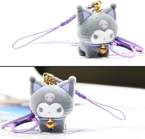 سلسلة مفاتيح انيمي كاواي لطيفة من جي جي جيه كيو كيو دي ام، سلسلة مفاتيح بتصميم كارتون للمحفظة وديكور السيارة، اسود، 4 سم in Kuwait