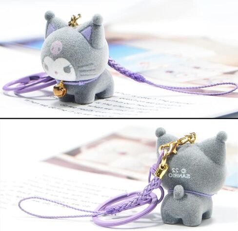 سلسلة مفاتيح انيمي كاواي لطيفة من جي جي جيه كيو كيو دي ام، سلسلة مفاتيح بتصميم كارتون للمحفظة وديكور السيارة، اسود، 4 سم in Kuwait