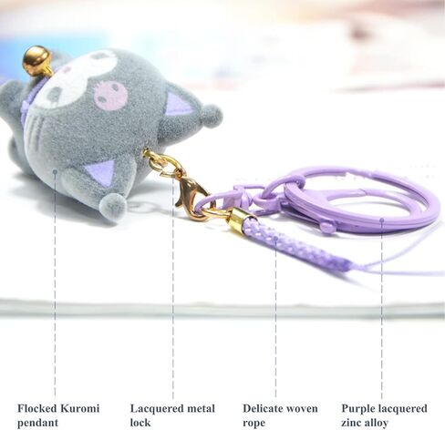 سلسلة مفاتيح انيمي كاواي لطيفة من جي جي جيه كيو كيو دي ام، سلسلة مفاتيح بتصميم كارتون للمحفظة وديكور السيارة، اسود، 4 سم in Kuwait