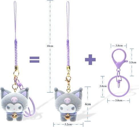 سلسلة مفاتيح انيمي كاواي لطيفة من جي جي جيه كيو كيو دي ام، سلسلة مفاتيح بتصميم كارتون للمحفظة وديكور السيارة، اسود، 4 سم in Kuwait