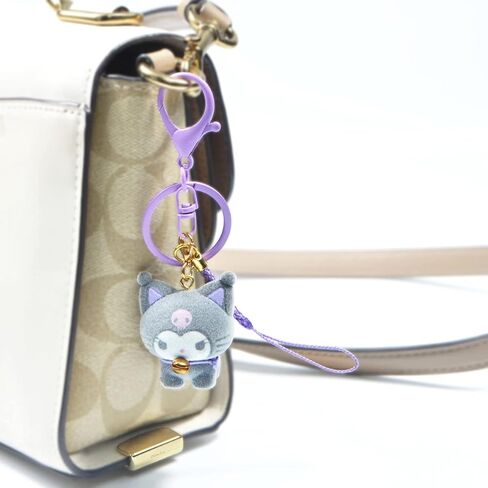 سلسلة مفاتيح انيمي كاواي لطيفة من جي جي جيه كيو كيو دي ام، سلسلة مفاتيح بتصميم كارتون للمحفظة وديكور السيارة، اسود، 4 سم in Kuwait