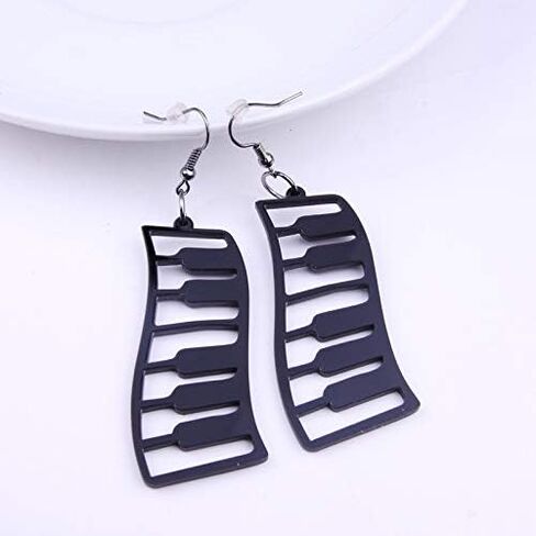 coadipress Black Piano Earrings for Women Girls Unique Funny Music Grand Pianos Keyboard Symphony Acrylic Dangle Drop Earrings Jewelry in Saudi Arabia