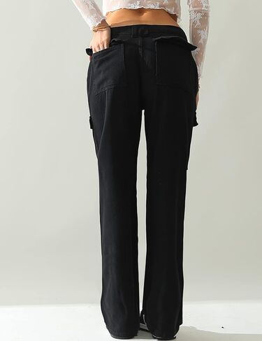 بنطال جينز DOUBLJU نسائي عالي الخصر وواسع الساق من قماش الدنيم in Kuwait