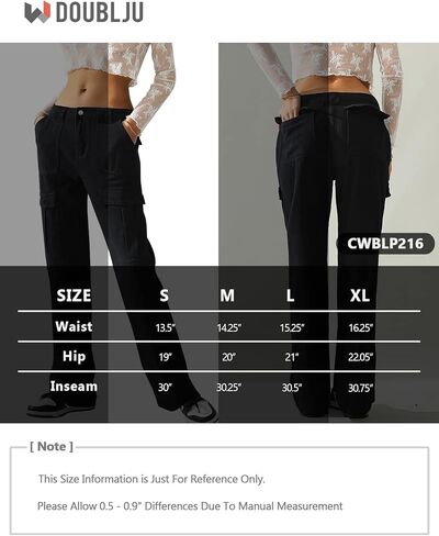 بنطال جينز DOUBLJU نسائي عالي الخصر وواسع الساق من قماش الدنيم in Kuwait