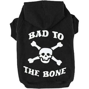 EXPAWLORER Dog Hoodie - Bad to The Bone Lettered Dog Sweatshirt with Hood, Warm Fleece Dog Sweater Large Size Dog Clothes with Leash Hole, Cozy Soft Pet Outfit for Large Dogs, XXL