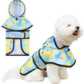 KOOLTAIL Dog Raincoat Hooded Slicker Poncho with Leash Hole, Dog Raincoat for Small Medium Dogs, Waterproof Dog Rain Jacket with Reflective Strip, Adjustable Breathable Plaid Puppy Rainwear-Beige