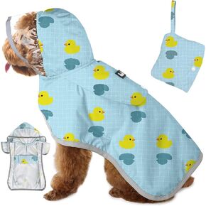 SlowTon Dog Raincoat, Adjustable Dog Rain Jacket Clear Hooded Double Layer, Waterproof Dog Poncho with Reflective Strip Straps and Storage Pocket for Small Medium Large Dogs(XXL)