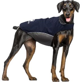 IREENUO Dog Raincoat, 100% Waterproof Dog Warm Jacket for Fall Winter, Rainproof Coat with Adjustable Velcro & Reflective Stripes for Medium Large Dogs (2XL, Blue)