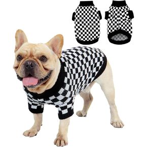 Plaid Dog Sweater for Small Dogs Pullover Turtleneck Knitted Cat Sweater Thick Warm Pet Clothes Outfits for Chihuahua, Bulldog, Dachshund, Pug, Yorkie (Small, Light Green)