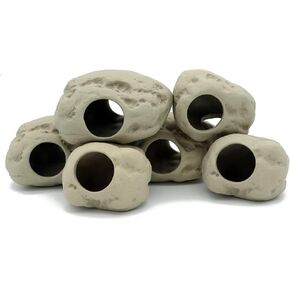 ALEGI Aquarium Decoration Rock Caves for Fish Tank, Ceramic Betta Fish Tank Accessories Hideout, Cichlid Stackable Cave Hiding (3 Small & 3 Medium)