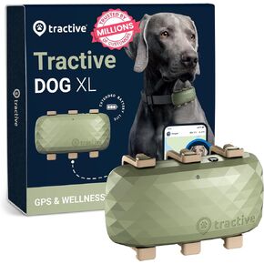 Tractive XL GPS Tracker ومراقبة الصحة للكلاب (50 رطلاً +) - جهاز تعقب موقع GPS للحيوانات الأليفة الرائد في السوق | تنبيهات العافية والهروب | مقاوم للماء | يعمل مع أي طوق (إصدار المغامرة) in Kuwait