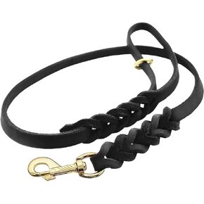 Leather Dog Leash 6Ft x 3/4"- Braided Dog Leash for Dogs, Heavy Duty Dog Leashes with Rotating Clasp, Soft Leather Dog Training Leash for Large Medium Small Dogs