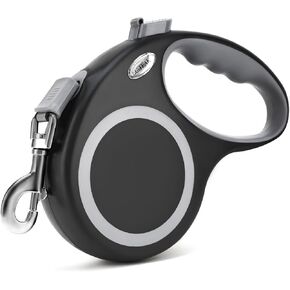 Retractable Dog Leash 26 FT, Heavy Duty Dog Leash for Dogs up to 110lbs, Strong Nylon Tape No Tangle, One-Handed Brake, Pause, Lock, Perfect for Medium Large Dogs (Black, 26 FT(66-110 LBS)) in Kuwait