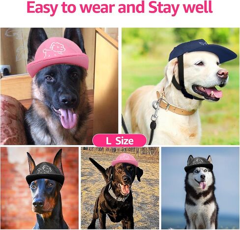 Debei Dog Hat Baseball Sun Trucker قبعة الحيوانات الأليفة للكلاب والقطط (كبيرة) قبعات الحيوانات الأليفة ذات فتحات أذن برباط قابلة للتعديل مع حماية من الأشعة فوق البنفسجية تناسب الكلاب الصغيرة والمتوسطة والكبيرة (أسود) in Kuwait