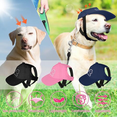 Debei Dog Hat Baseball Sun Trucker قبعة الحيوانات الأليفة للكلاب والقطط (كبيرة) قبعات الحيوانات الأليفة ذات فتحات أذن برباط قابلة للتعديل مع حماية من الأشعة فوق البنفسجية تناسب الكلاب الصغيرة والمتوسطة والكبيرة (أسود) in Kuwait