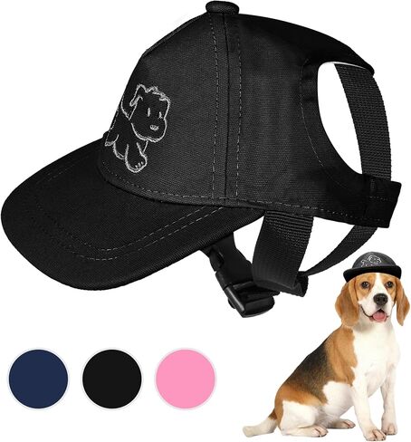 Debei Dog Hat Baseball Sun Trucker قبعة الحيوانات الأليفة للكلاب والقطط (كبيرة) قبعات الحيوانات الأليفة ذات فتحات أذن برباط قابلة للتعديل مع حماية من الأشعة فوق البنفسجية تناسب الكلاب الصغيرة والمتوسطة والكبيرة (أسود) in Kuwait