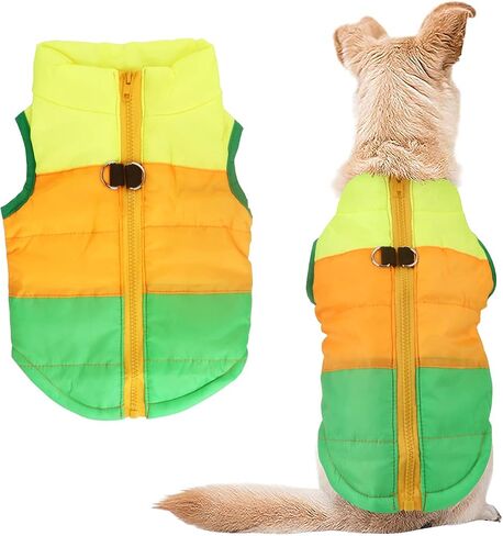 معطف Idepet Pet Dog Cat مع مقود مرساة ملون مرقع مبطن وسترة تيدي تشيهواهوا من قماش الصلصال XS S M L (متوسط ​​(عبوة من 1)، أحمر وردي) in Kuwait