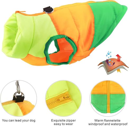 معطف Idepet Pet Dog Cat مع مقود مرساة ملون مرقع مبطن وسترة تيدي تشيهواهوا من قماش الصلصال XS S M L (متوسط ​​(عبوة من 1)، أحمر وردي) in Kuwait