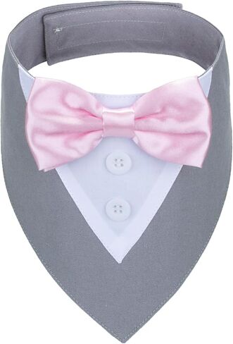 ADOGGYGO Dog Tuxedo Bandana, Wedding Birthday Dog Bow Tie, Black, Medium in Kuwait