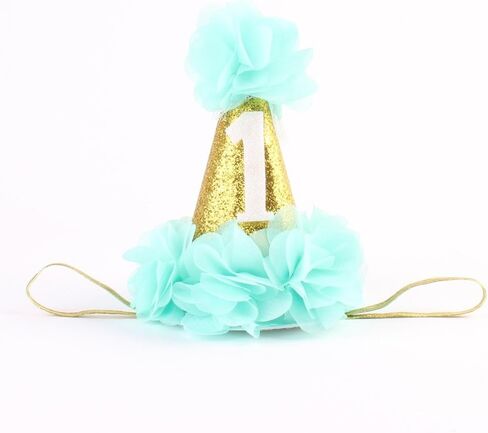 Stock Show 1st Pet Birthday Cone Hat Dogs Cats Holiday Party Hat Headwear Costume with Flowers Accessories and Adjustable Headband for Small Medium Dogs Cats Pets (Pink in Kuwait